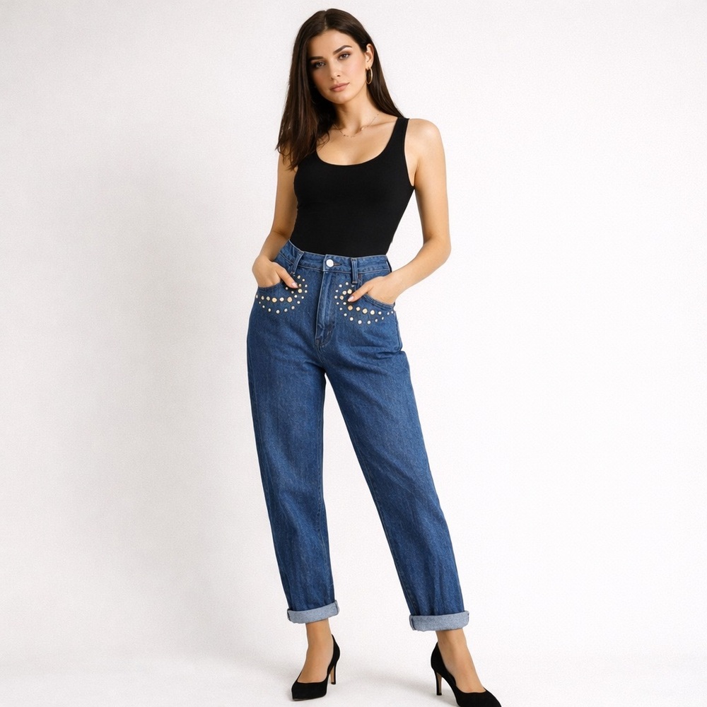 Vintage 80s Saint Germain Paris Embellished Mom Jeans - Size 6